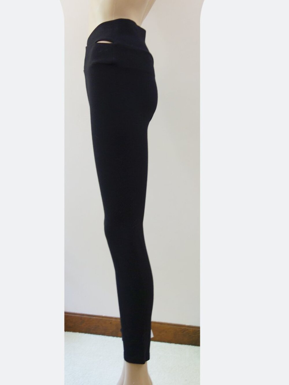 Zara Slit Criss Cross Waist Black High Rise Slim Fit Leggings (M) EUC